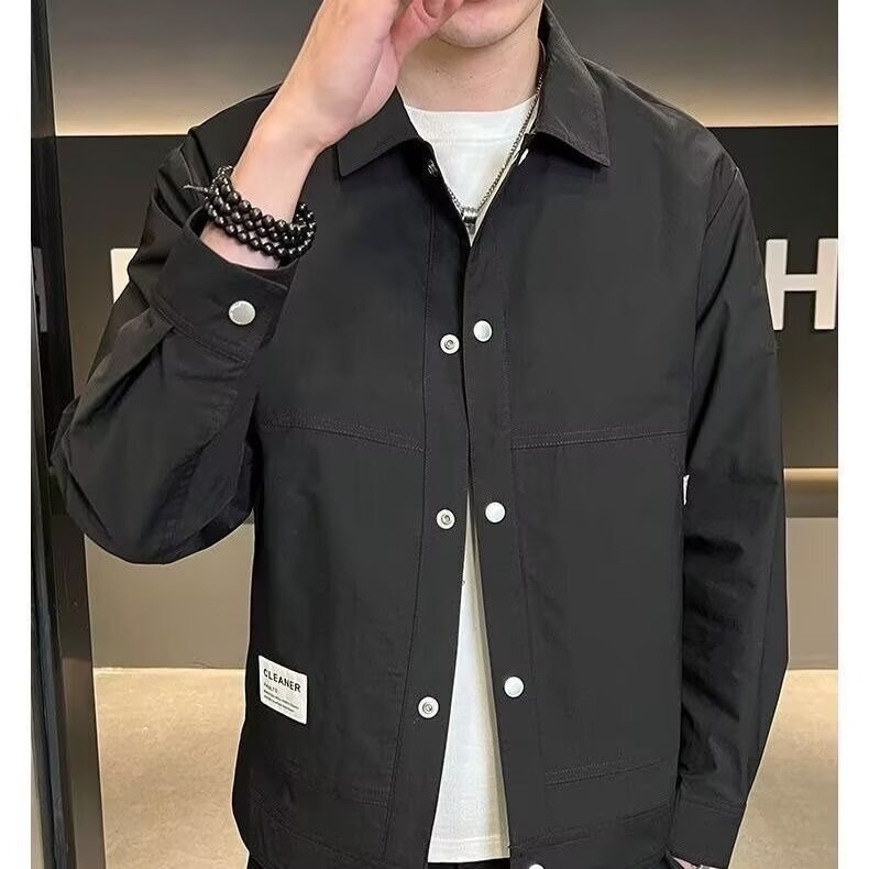 Customized Quick-Return Spring and Summer Men's Lapel Jackets, Ordinary Jackets, Men's Youth Casual Versatile Long-Sleeved Jackets