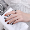 Fashionable double-layer digital enamel, one size ring, silver 925 sample, Korean style, on index finger