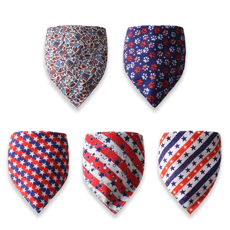Amingge Новый зоотовары американский флаг серии Кружева треугольник полотенце животное воротник двухслойный утолщенный