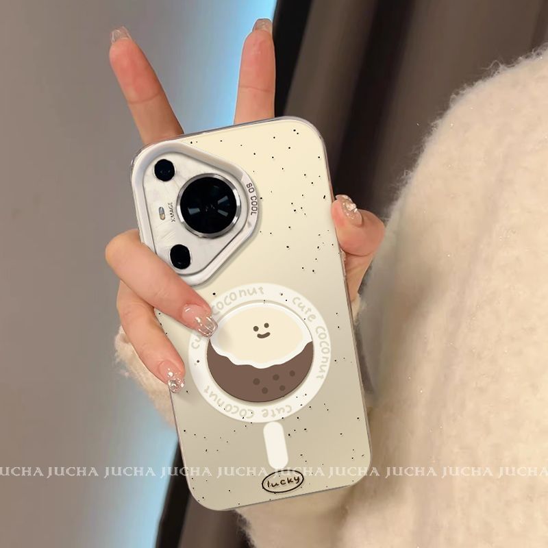 适用华为pura70手机壳卡通防摔HUAWEIp60pro新款高级感女泼墨椰子|undefined