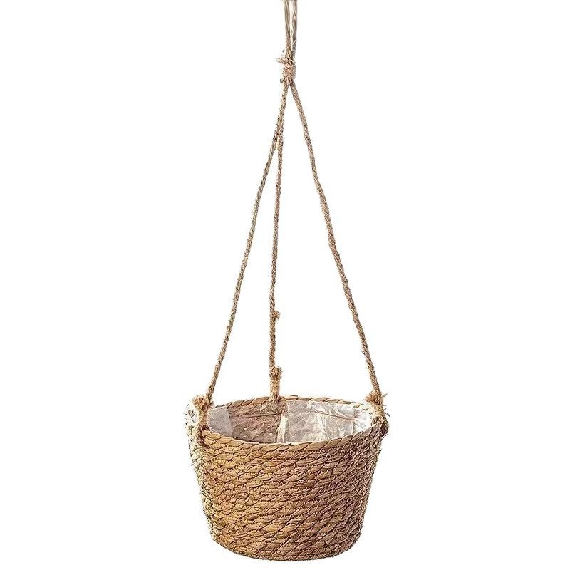Cesta de tela de paja hecha a mano cesta de tela