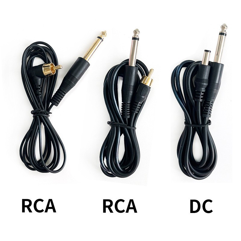 6.5转rca公弯头纹身马达机勾线6.35单声道转DC5.5纹身器材电源线