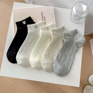 春夏新款纯色精致刺绣可爱卡通小熊船袜  百搭透气无骨短袜薄棉