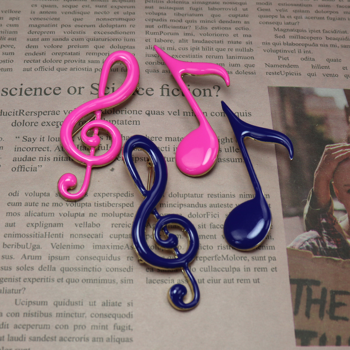 Original Academy Style Multicolor Handmade Enamel Notes Music Student Brooch Corsage Clothing Accessories