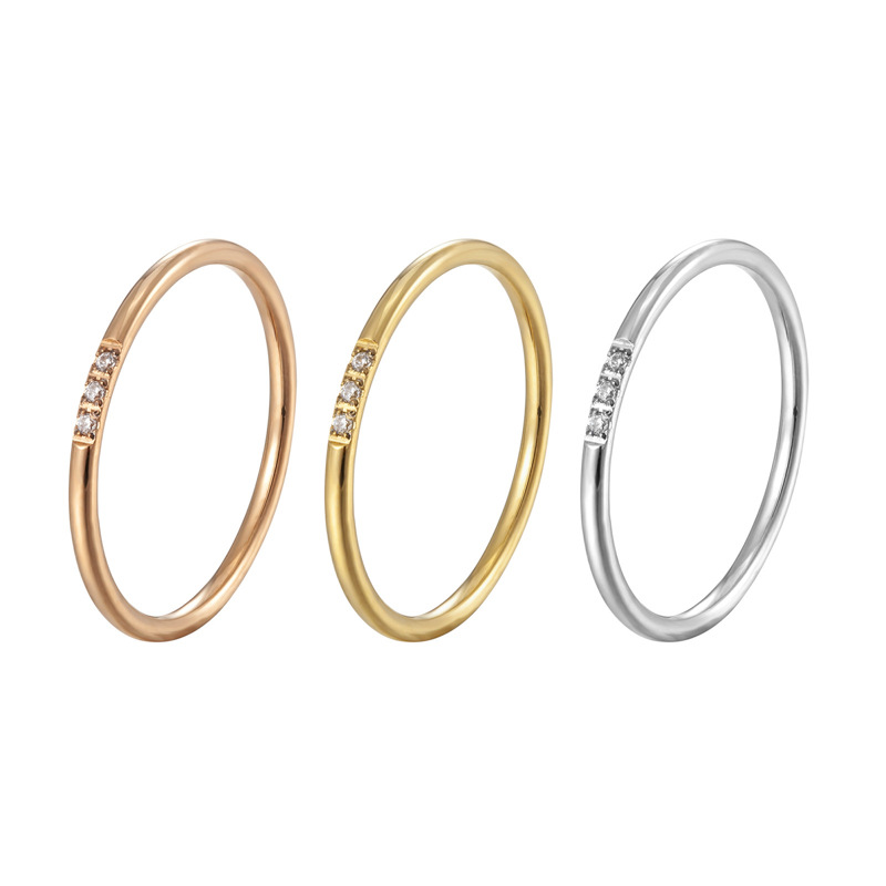 1 Piece Simple Style Solid Color Titanium Steel Inlay Zircon Rings display picture 2