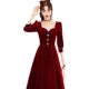 Toast Dress Bride Red Dress Women's High-end Skirt Small Engagement Dress Long-sleeved Can Be Worn at Ordinary Times