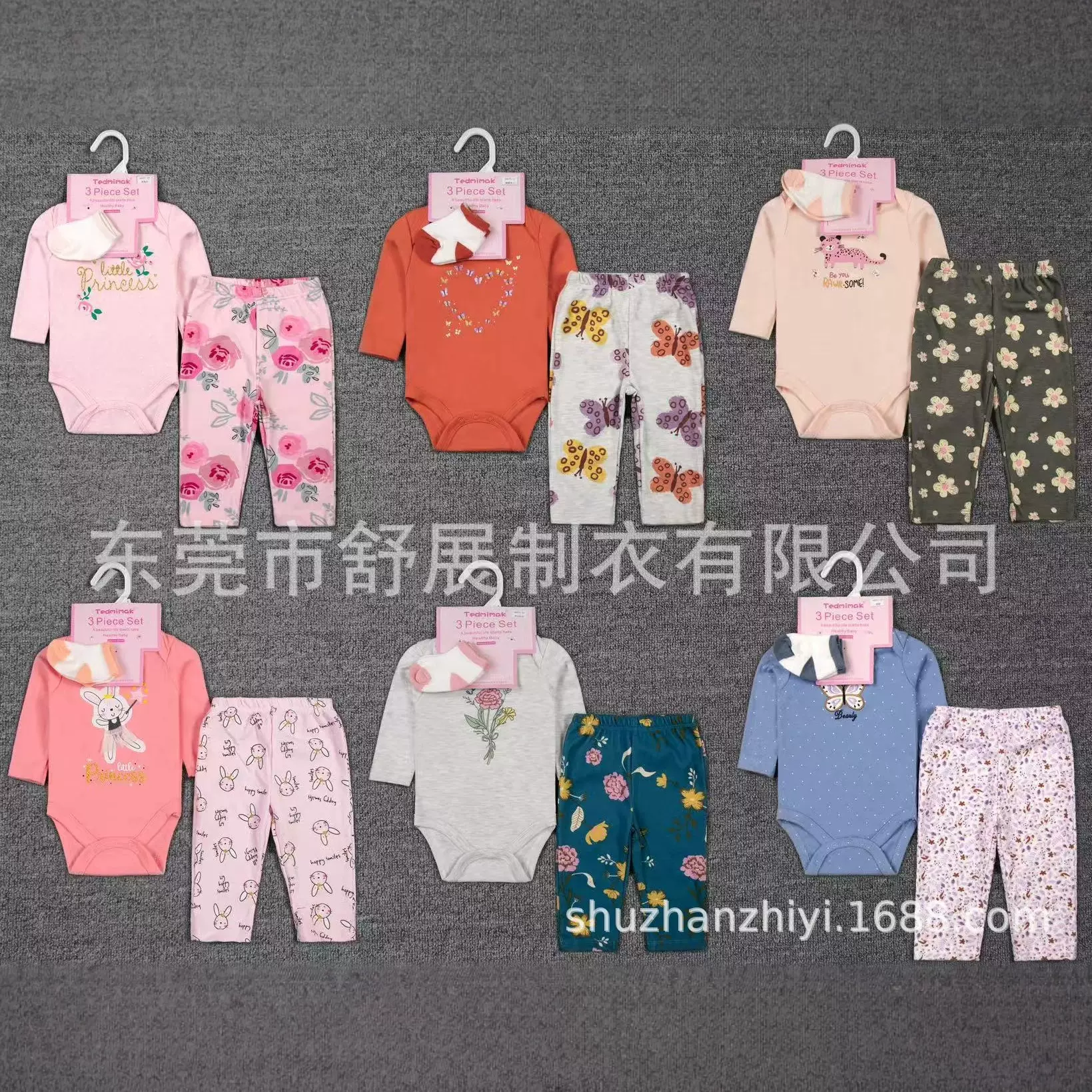 外贸婴儿衣服欧美宝宝跨境批发wish热卖新款新生儿哈衣长裤童套装