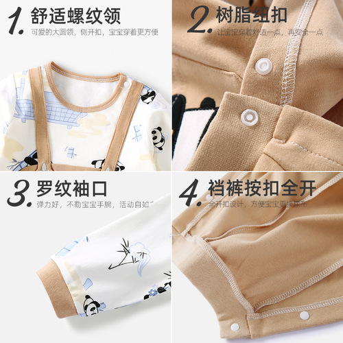 Spring and Autumn baby jumpsuits, spring newborn baby clothes, female baby clothes, baby boy long-sleeved crawl suits, children's clothing wholesale