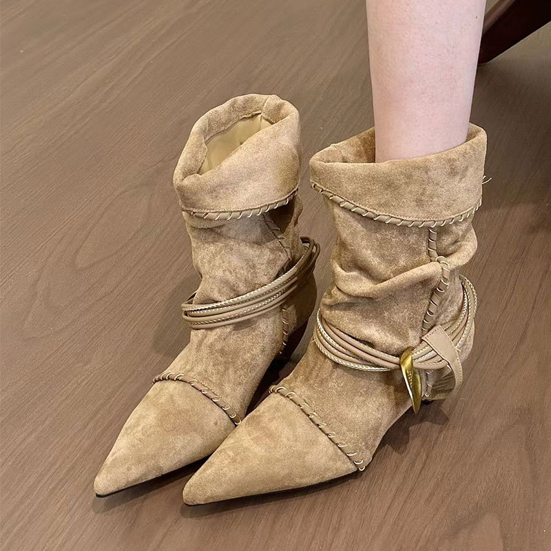 Women's Pointed Toe Suede Over The Knee Boots Autumn Winter_voghion.com