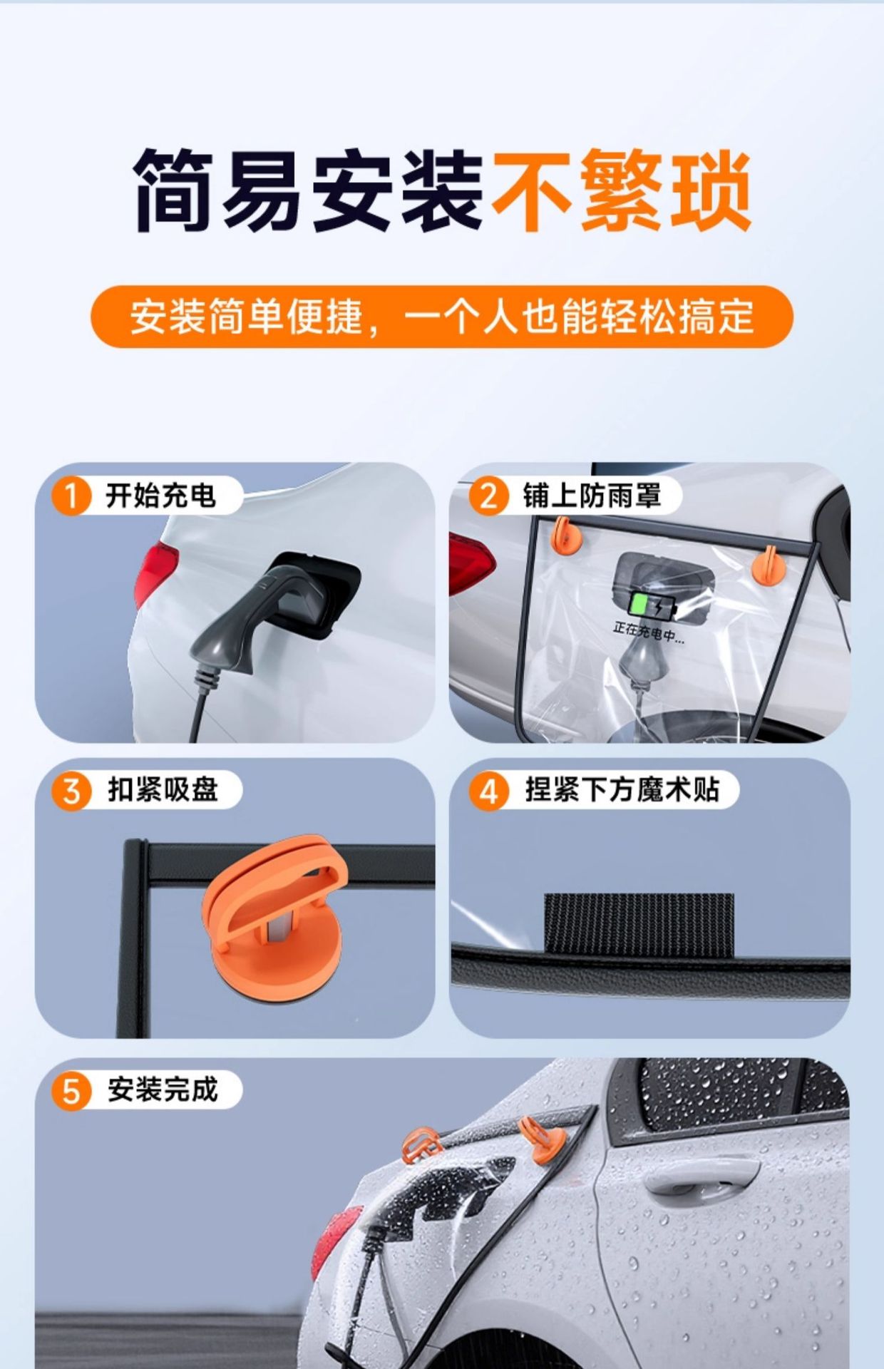New energy vehicle accessories: rainproof cover for charging gun, suction cup type, aluminum, specifically for vehicle body
