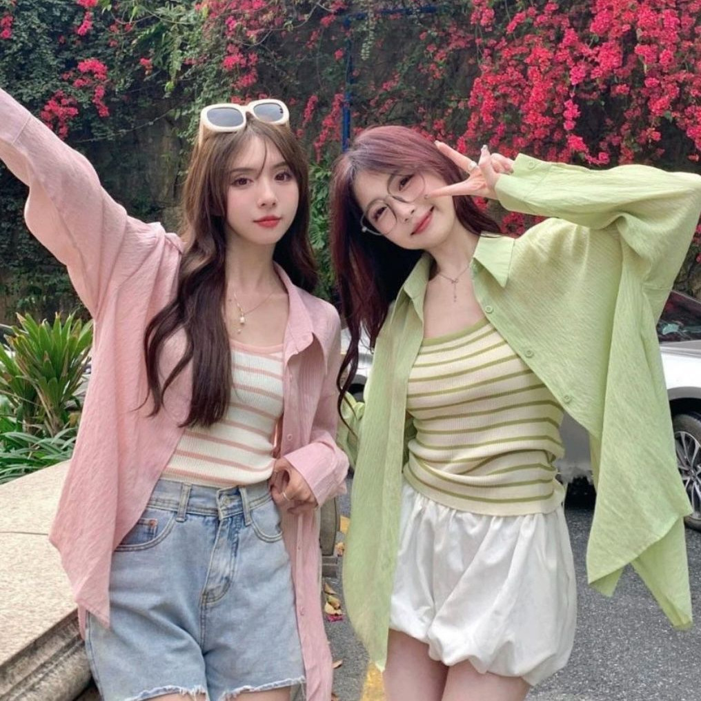 여성용 가을 신상품 일본식 체크무늬 셔츠, 얇은 자외선 차단 셔츠, 아우터 가디건, 통근용 프렌치 블라우스 탑