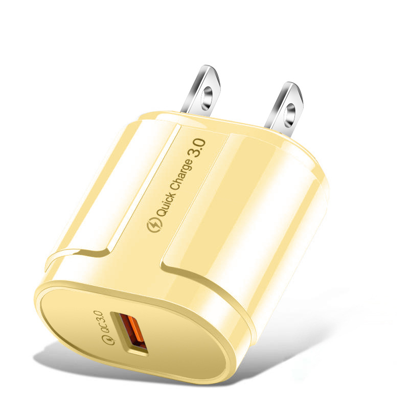 Estuche europeo y americano de carga rápida QC3.0 puerto único 5V/3A cabezal de carga carga rápida carga flash cargador de teléfono inteligente