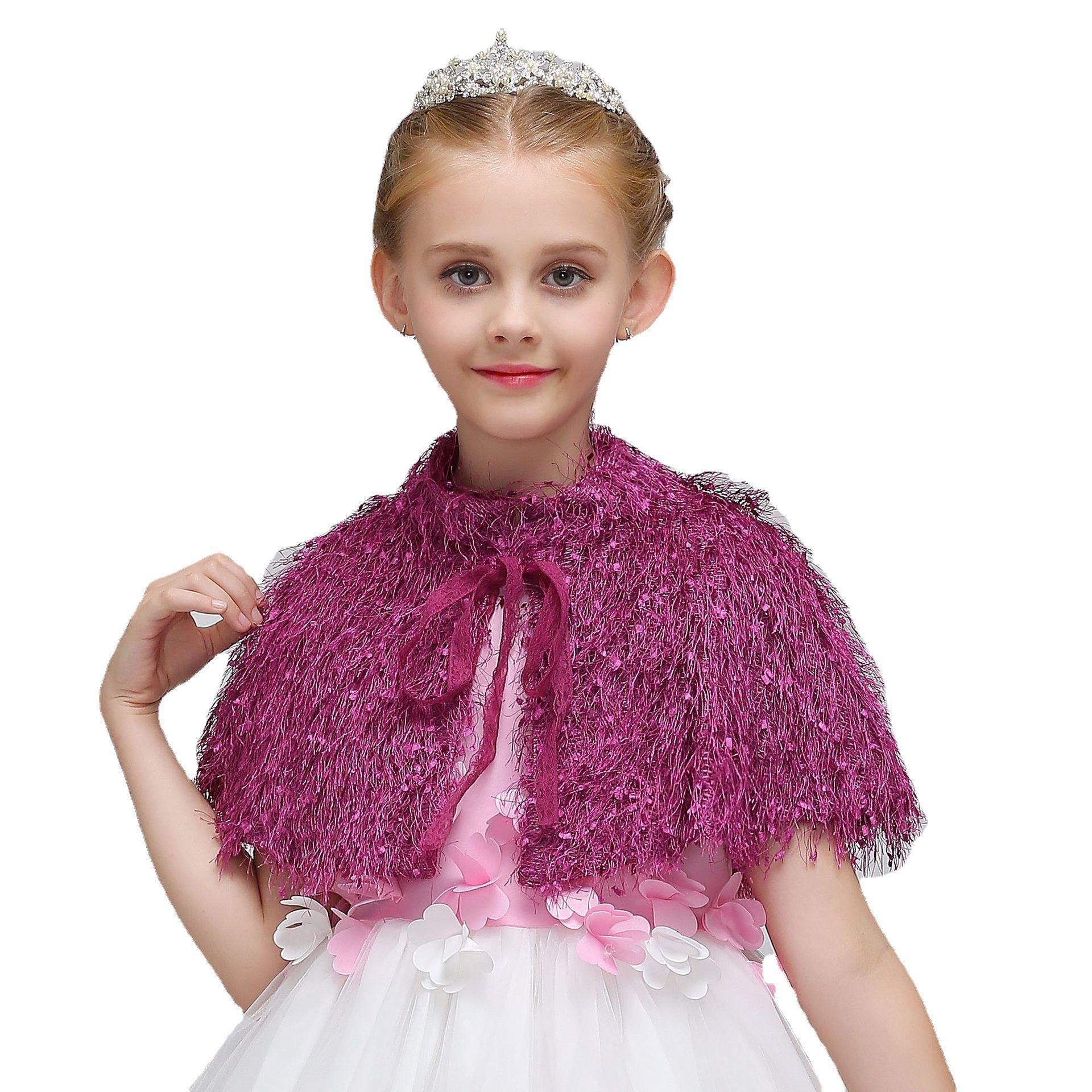Cruz-frontera princesa europeo y americano Comercio exterior vestido accesorios niños niña flor peludo capa cabo pequeño chal