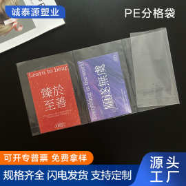 供应pe分隔平口袋连体袋 化妆品 五金 文具袋透明塑料袋供应logo