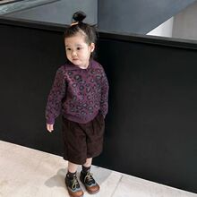 韩国童装女童秋装套装2025新款儿童甜酷豹纹针织毛衣灯芯绒中裤潮