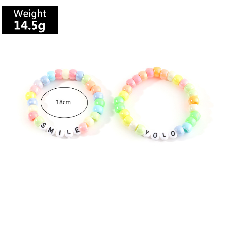 Simple Colorful Resin Letter Two-piece Children's Bracelets display picture 2