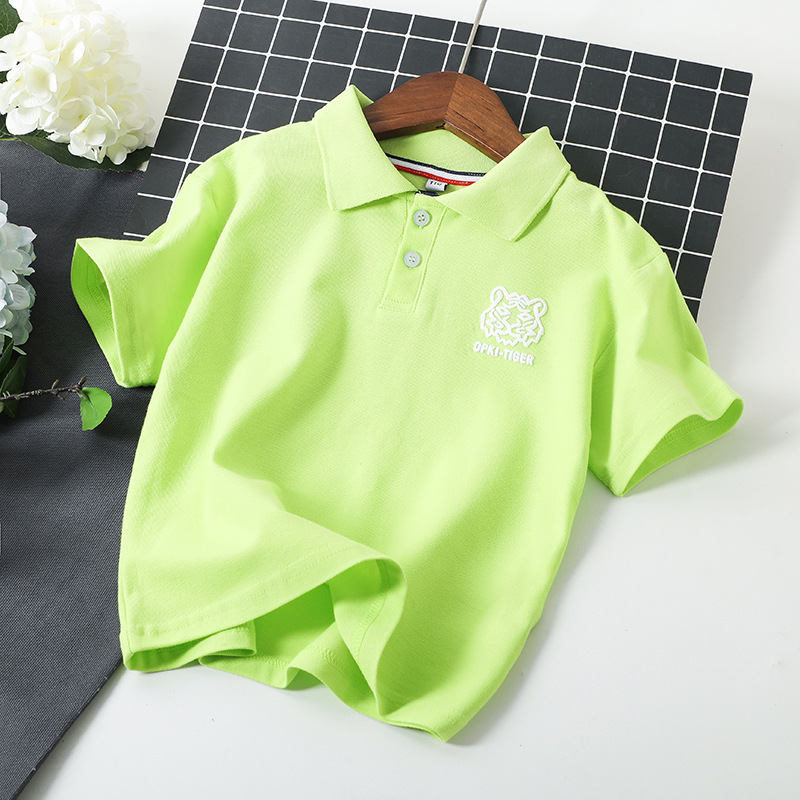 Strict Selection of Summer New Children's Short-sleeved T-shirt Large Children's Pure Cotton Polo Shirt Children's Wear Lapel Half-sleeved Top for Boys