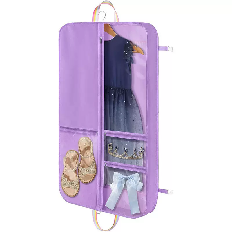 厂家批发多拉链口袋儿童舞蹈服装套半透明防尘收纳袋服装防尘罩