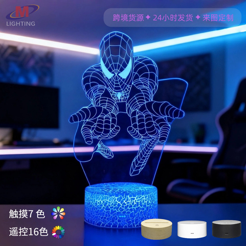 Spider-Man Visual Three-Dimensional Colorful Night Light Cross-Border Gift Creative Table Lamp Bedside Lamp Ornament Spider-Man Visual Three-Dimensional Colorful Night Light Cross-Border Gift Creative Table Lamp Bedside Lamp Ornament