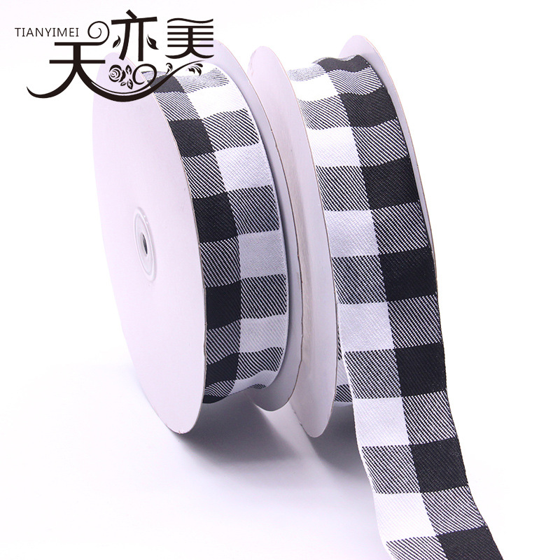 Tianyi Mei cinta en stock 4cm de punto a cuadros blanco y negro cinta caja de regalo de juguete cinta roja y blanca cinta escocesa