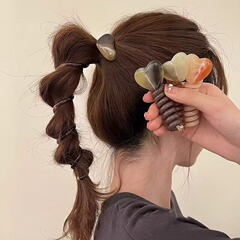 日本のシンプルなバブル編み込みヘッドバンド女性の新しいハイエンドラブ電話コードヘアバンドポニーテール編み込みアーティファクト卸売