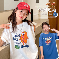 Cotton Girls Short Sleeve T-Shirt Summer Wear Casual Middle and Big Children's Underwear Loose Children's Clothing Wholesale 
