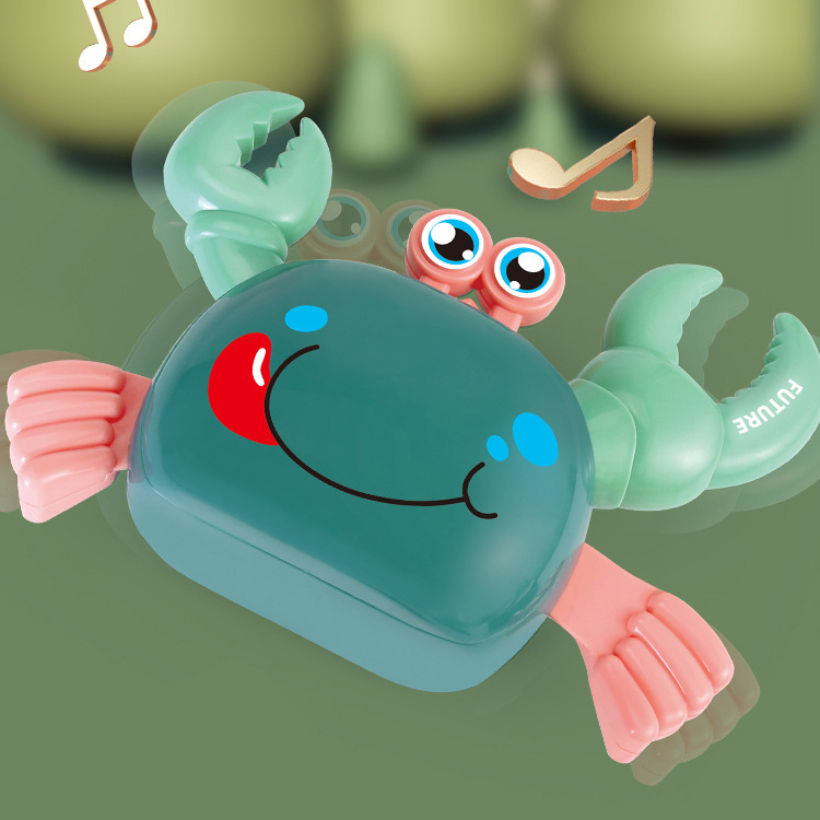 Tiktok mismo estilo de dirección automática no aterrizaje cangrejo eléctrico música luz caminar cangrejo juguete para niños y niñas