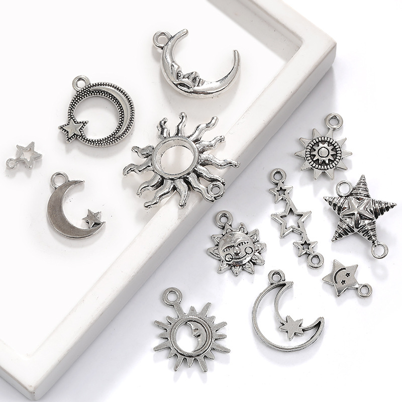 Wholesale Retro Mini Zinc Alloy Star Moon Sun Pendant DIY Necklace Accessories A800885
