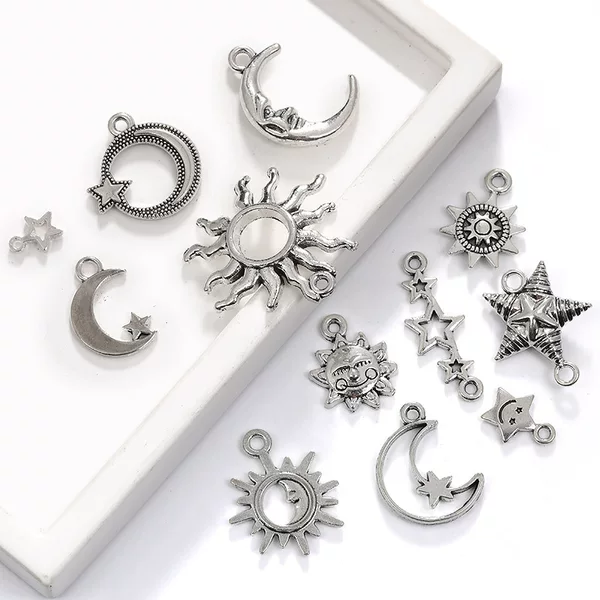 Wholesale Retro Mini Zinc Alloy Star Moon Sun Pendant DIY Necklace Accessories A800885
