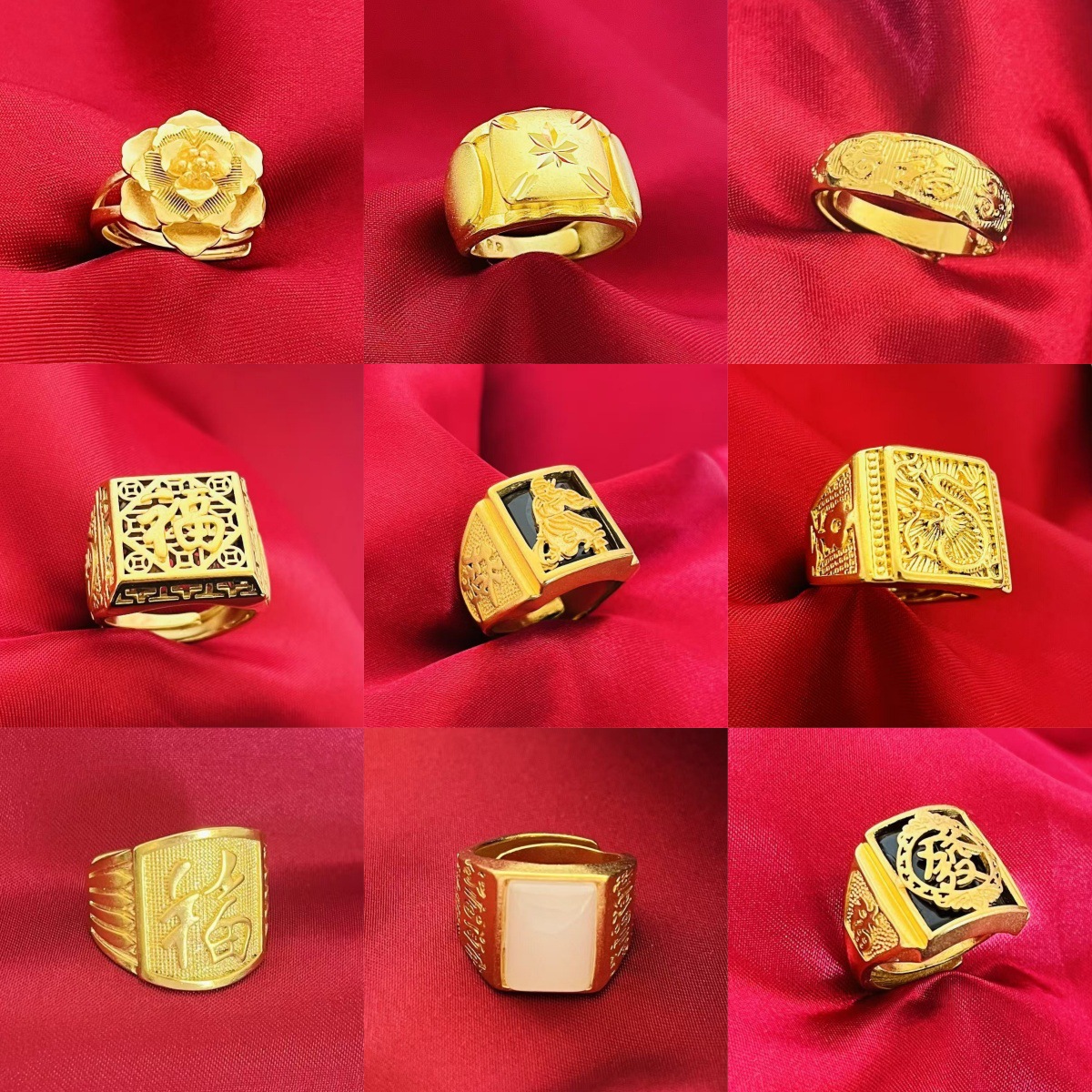 Vietnamese Sand Gold Ring Men's Ring to Attract Wealth and Fortune, Dragon and Domineering Brass Gold-Plated Adjustable Ring