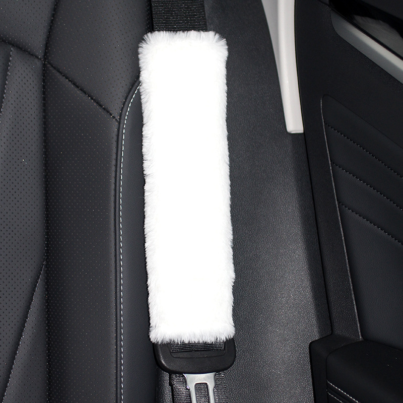 Imitation Rabbit Fur Seatbelt Shoulder Pads, Imitation Wool Car Accessories, Winter Plush Seatbelt Covers, Car Interior Accessories