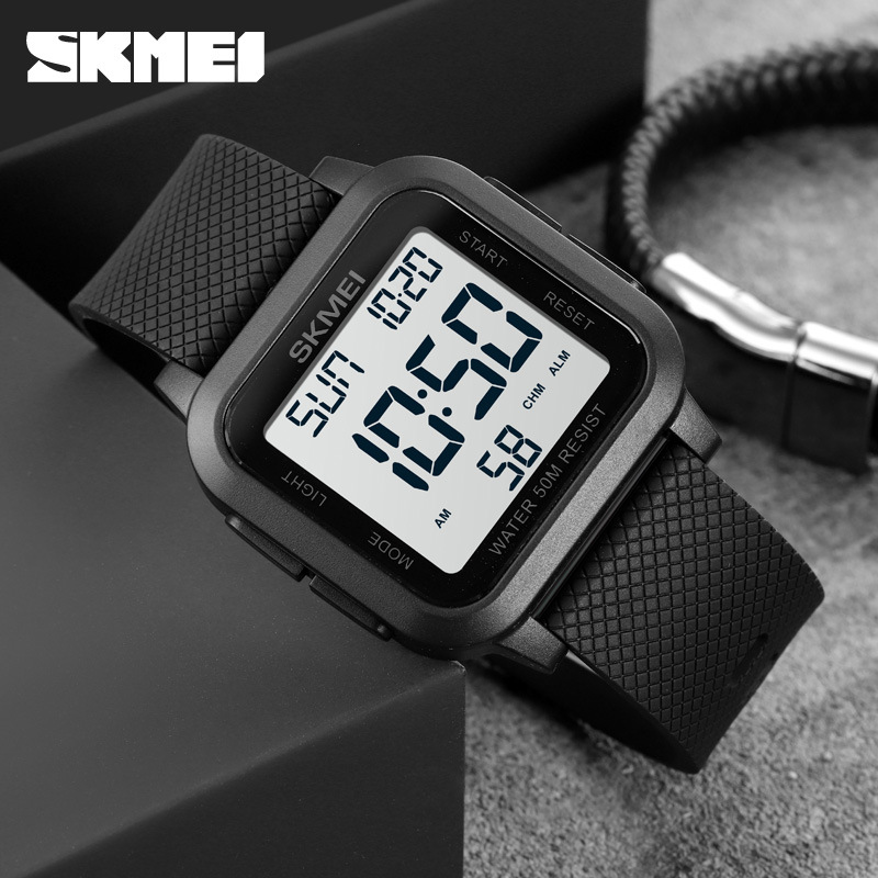 Skmei reloj electrónico deportivo multifuncional al aire libre reloj de estudiante casual de moda simple impermeable para hombres
