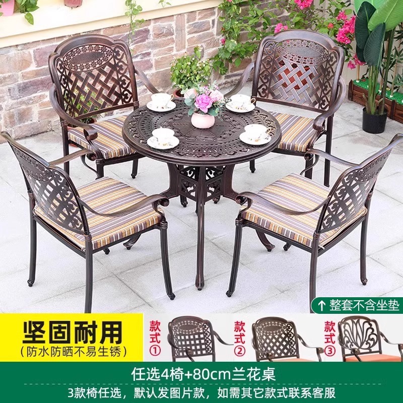 Opcional 4 sillas mesa redonda de orquídeas de 80cm