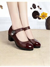 P 12754 Round Toe Mid Heel One Strap Shoes Բͷ�ָ�����Ь