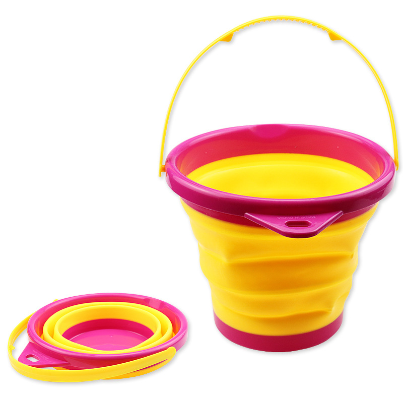 Transfronteriza pegamento flexible 2.5L multifuncional plegable Cubo de almacenamiento portátil al aire libre plegable pesca lavado de coches cubo juguetes de playa