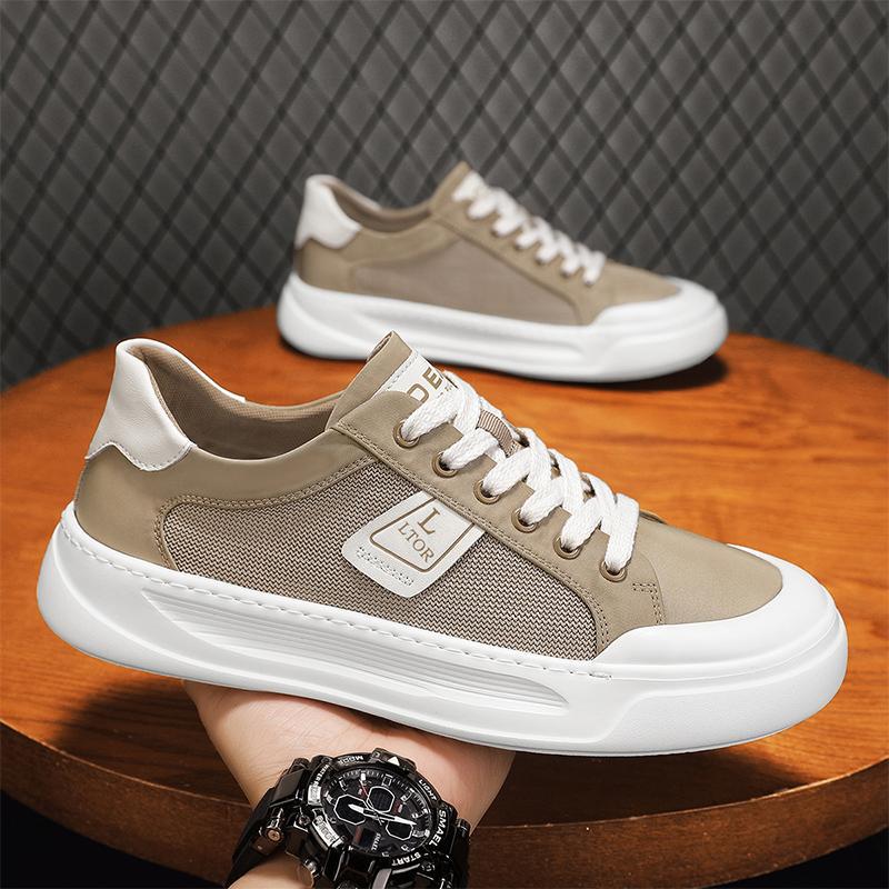 Live 2025 Four Seasons Nuevos zapatos de tela de seda de hielo de calidad Zapatillas de deporte para estudiantes jóvenes Zapatos de hombre transpirables Zapatos de moda Lefu