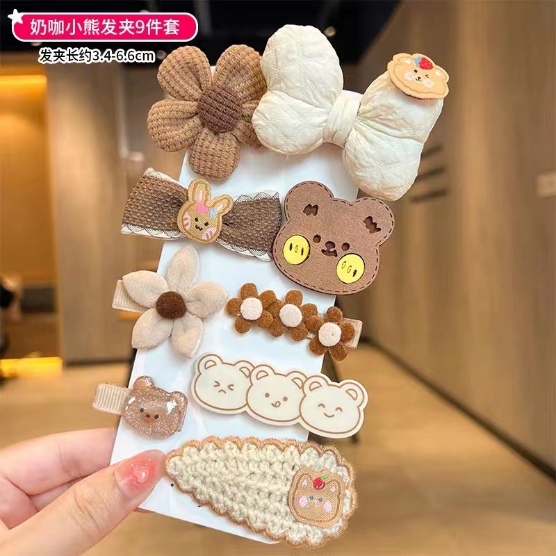 Otoño e invierno accesorios para el cabello 2023 nuevos niños leche marrón felpa horquilla lindo Liuhai clip lado clip horquilla tocado pelo