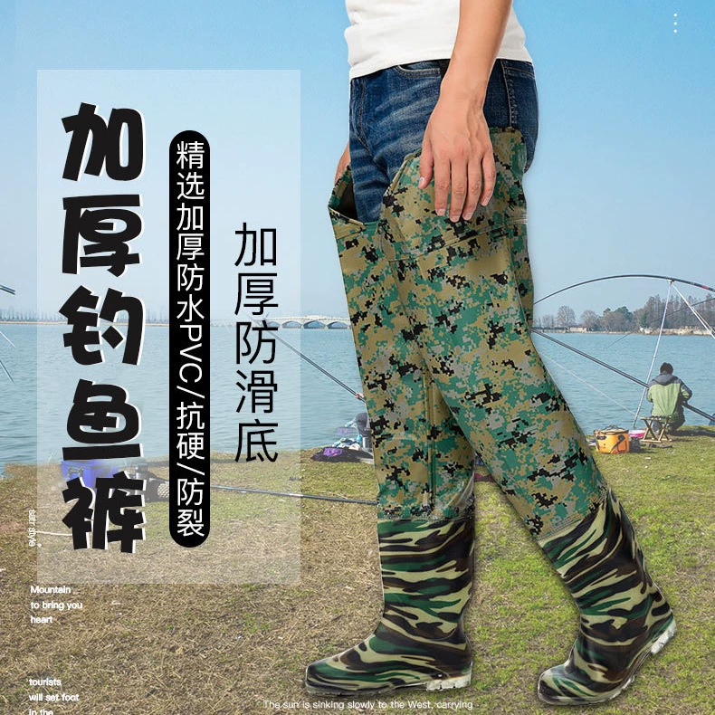 Весенние и летние резиновые сапоги до колен для мужчин и женщин, непромокаемые штаны, обувь для рисовой рыбалки, многофункциональные водные штаны на толстой подошве