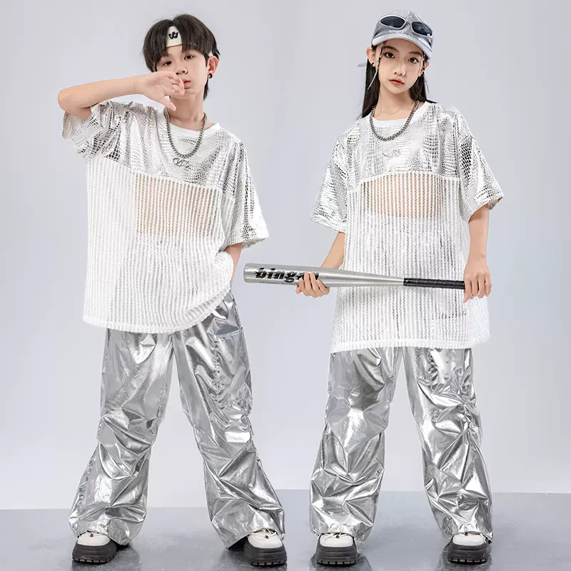 中大童街舞演出服套装男女童爵士舞表演服少儿hiohop架子鼓舞蹈服