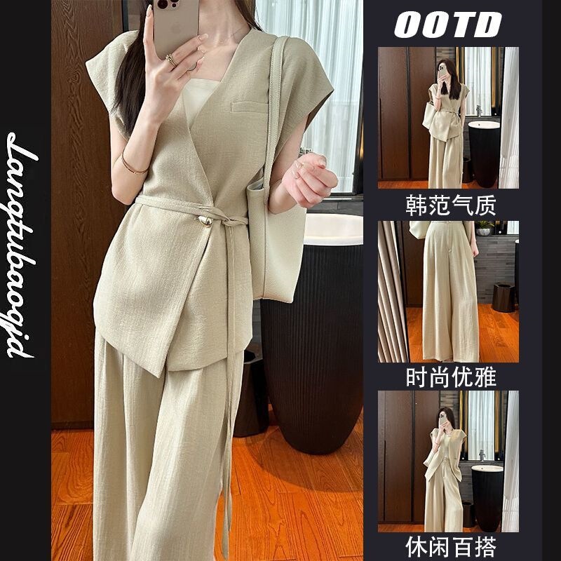 2026 Summer Commuting Office Ol Khaki Solid Color Fashion Suit for Women High-End Commuting Women's Clothing