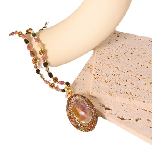 Freshwater Baroque natural pearl necklace high-end pendant clavicle neck chain 18k gold plated color-preserving jewelry