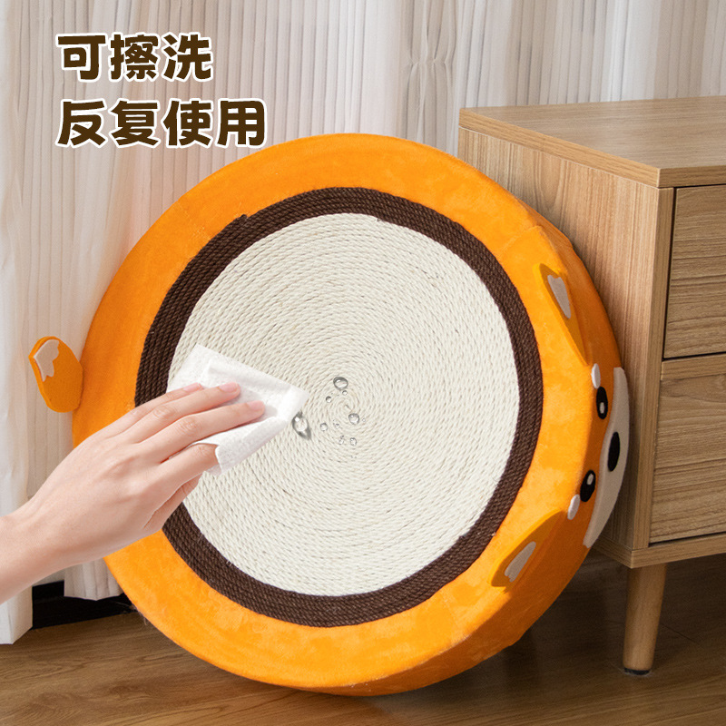 Tablero de agarre de gato redondo grande, garra de afilado de sisal, sin caspa, nido de garra de gato, nido de gato resistente al desgaste y resistente a la captura