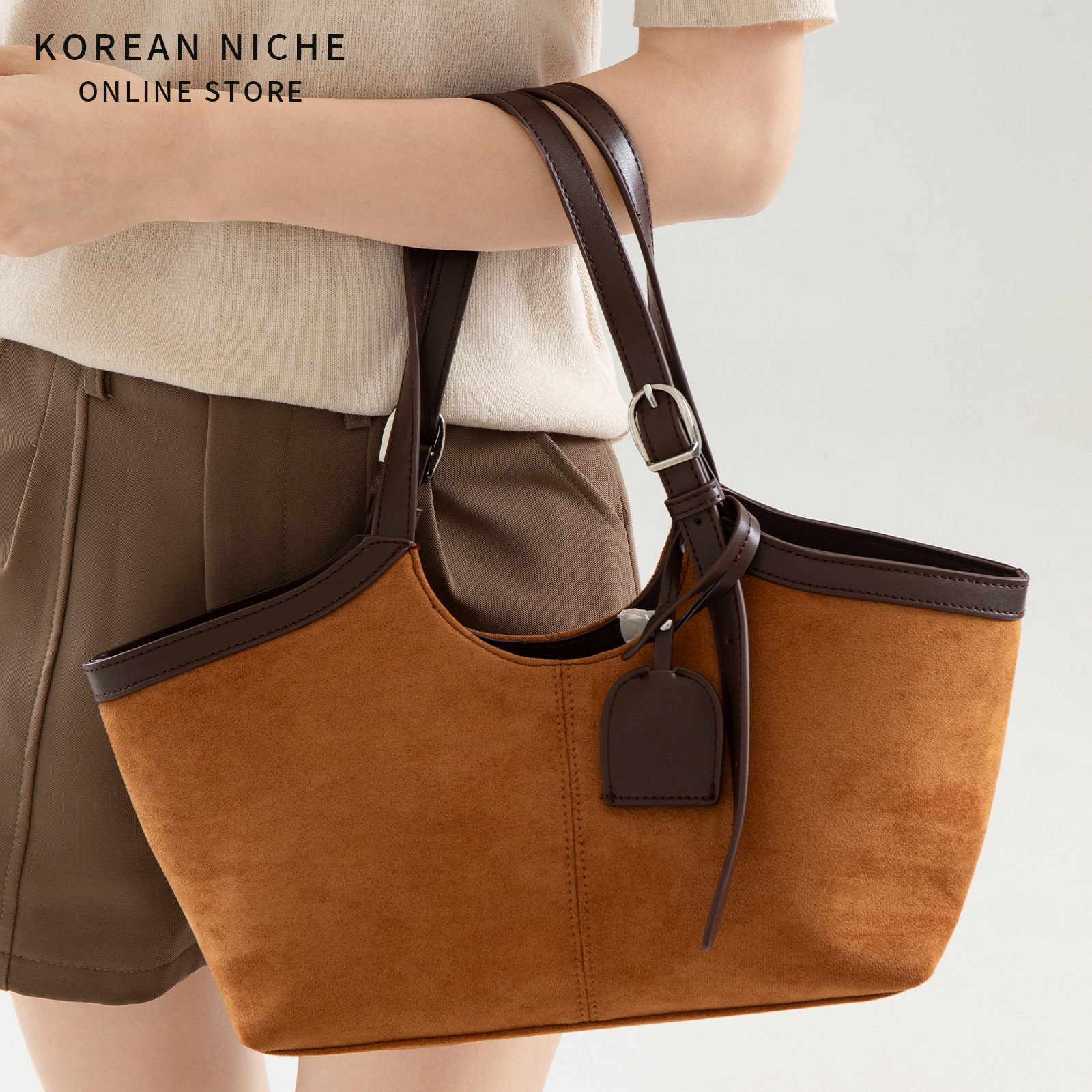 2025 Autumn/Winter New Suede Tote Bag For Women, Large Capacity Korean Style Niche Luxury Versatile Shoulder Bag Retro - Thumbnail 2