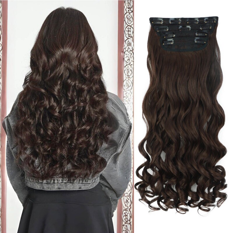 Cross-Border European and American Wigs, Four-Piece Set of Princess Curly Hair Extensions, Synthetic Wigs, 4-Piece Set of Long Curly Hair Extensions