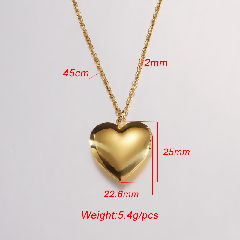 Fashion Heart Shape Stainless Steel Plating Pendant Necklace 1 Piece