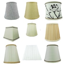 小台灯灯罩配件E14尖泡水晶蜡烛吊灯壁灯亚麻布艺床头折灯具