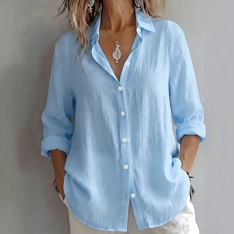 2026 Cross-Border Spring and Summer New Style Amazon Independent Site European and American Style Casual Shirt for Women Breathable Pleated Texture Shirt 2026 Cross-Border Spring and Summer New Style Amazon Independent Site European and American Style Casual Shirt for Women Breathable Pleated Texture Shirt
