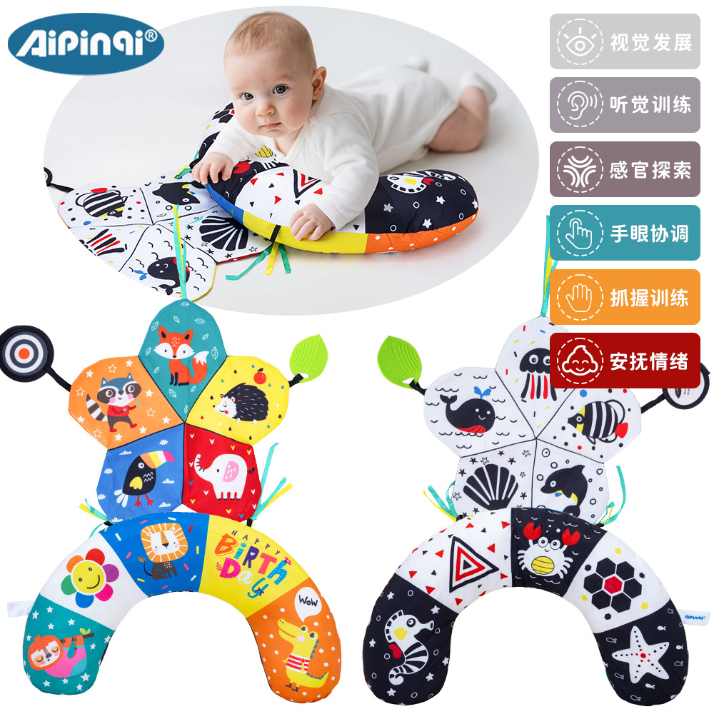 Aipinqi nueva cabeza de entrenamiento almohada bebé ejercicio de pierna almohada bebé en forma de U almohada de aprendizaje juguetes en stock al por mayor