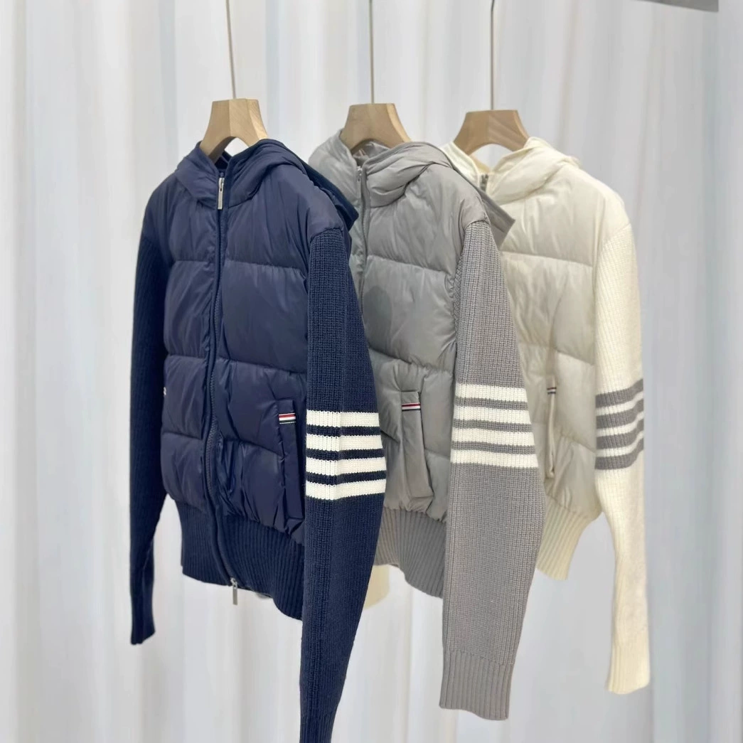 Winter knitted down jacket with hood, Korean style