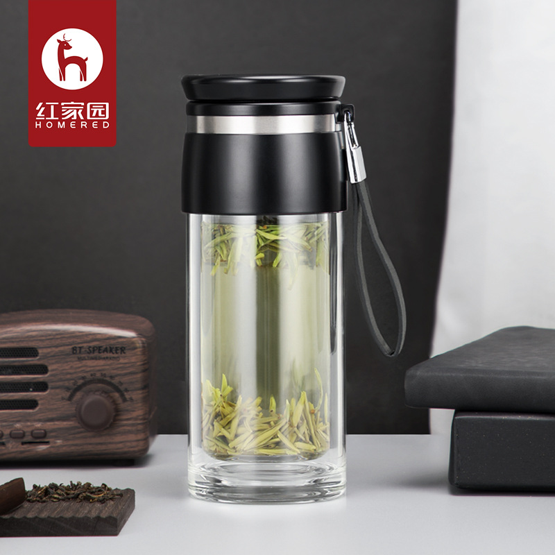 Transparent glass modern handheld strap, small tea, 280 ml